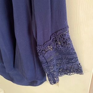 Daniel Rainn Navy, long sleeve blouse, size large